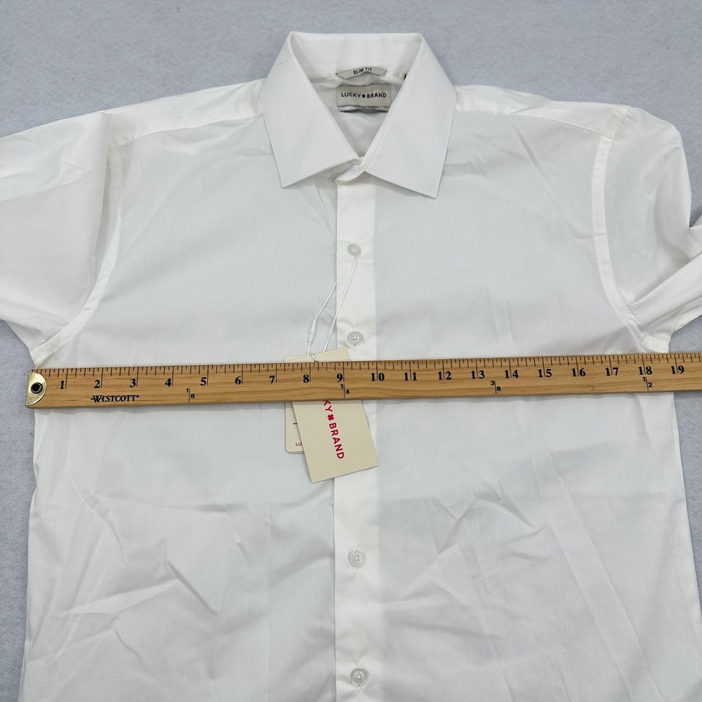 Lucky Brand Mens Slim Fit Stretch Dress Shirt White Men's Small 14-14.5 NWT New - Picture 4 of 15